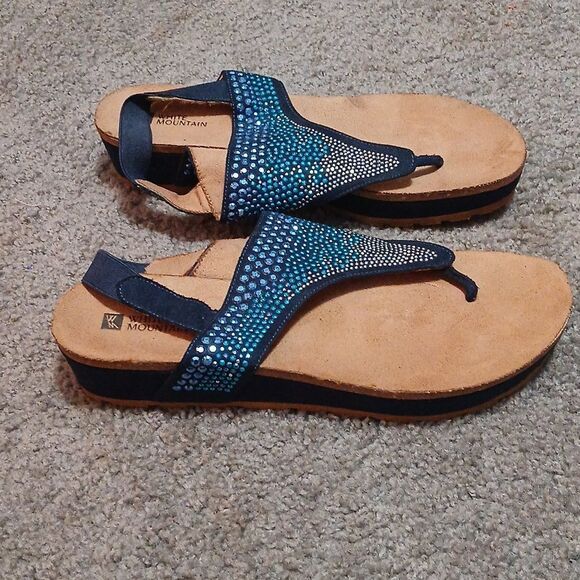White Mountain Safari blue sandals  Sz 9.5 EUC - Picture 5 of 8